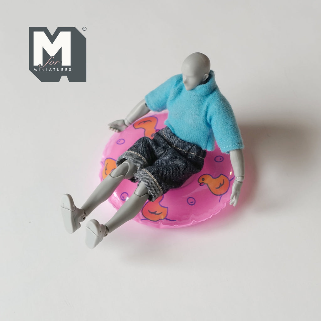 Miniature Round Pool Float 1:12 Scale Dollhouse Swimming Pool Tube Inflated Pool Raft 3-3/8 inch dia. (pink) - J026