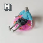 Miniature Round Pool Float 1:12 Scale Dollhouse Swimming Pool Tube Inflated Pool Raft 3-3/8 inch dia. (pink) - J026