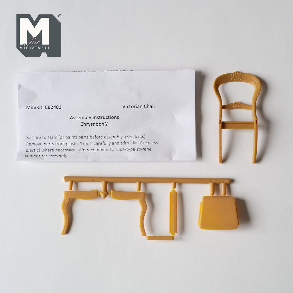 1:12 Scale Miniature Victorian Balloon Back Chair Kit, Unassembled, 2-15/16 inch tall, DIY Dollhouse Supply