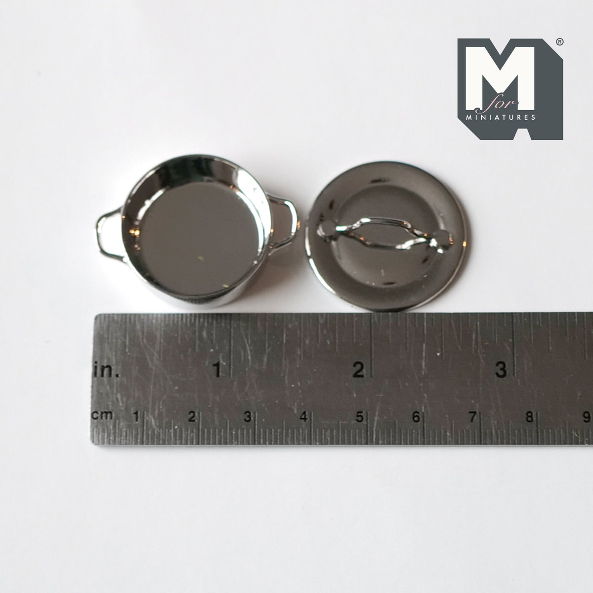 1:12 Scale Miniature Metal Cooking Pot with Lid, 1-1/16 inch dia., DIY Dollhouse Supply (silver)
