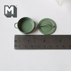 1:12 Scale Miniature Metal Cooking Pot with Lid, 1-1/16 inch dia., DIY Dollhouse Supply (sage green)