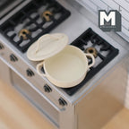 1:12 Scale Miniature Metal Cooking Pot with Lid, 1-1/16 inch dia., DIY Dollhouse Supply (beige)