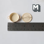 1:12 Scale Miniature Metal Cooking Pot with Lid, 1-1/16 inch dia., DIY Dollhouse Supply (beige)