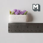 1:12 Scale Miniature Flowers in Long Planter Trough, 1-3/4 inch long, DIY Dollhouse Supply (white and lilac)