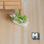 1:12 Scale Miniature Flowers in Long Planter Trough, 1-3/4 inch long, DIY Dollhouse Supply (white and green)