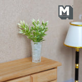 Dollhouse Supplies Flowers and Vase 1:12 Scale Miniature Clear Hexagon Vase and Flowers Plants  - H038