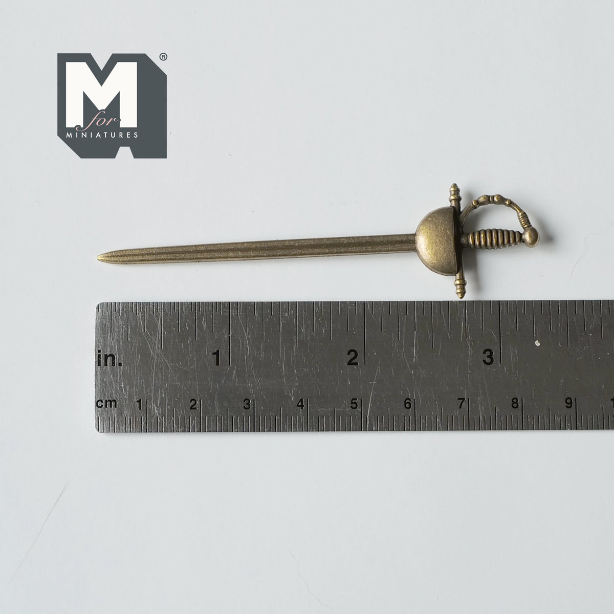 Dollhouse Miniature Metal Decor 1:12 Scale Mid Century Style Metal Sabre 3-5/16 inch long (dull non-working) - E048