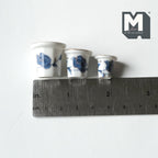 1:12 Scale Miniature Ceramic Flower Pots, Blue Floral Pattern, Set of 3, 7/8 inch tall, DIY Dollhouse Supply