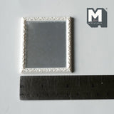 Dollhouse Ornate Rectangular Frame and Mirror with Protection Film 1:12 Scale Miniature Mirror (white) (plastic) - H026