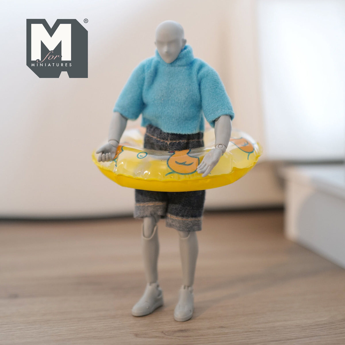 Miniature Round Pool Float 1:12 Scale Dollhouse Swimming Pool Tube Inflated Pool Raft 3-3/8 inch dia. (yellow) - J026