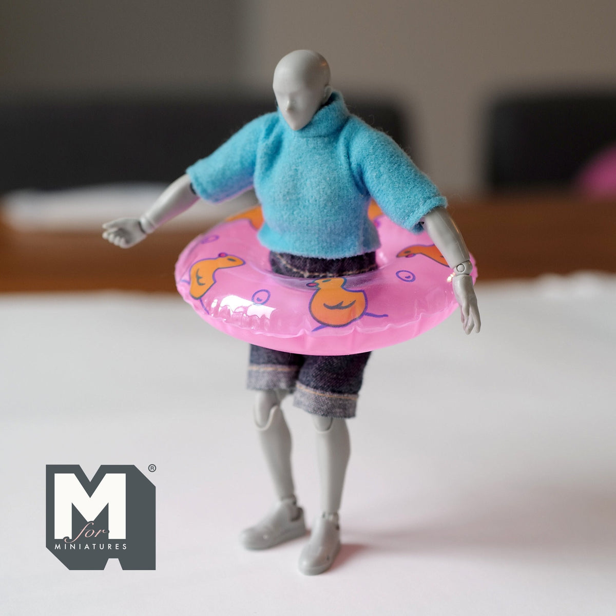 Miniature Round Pool Float 1:12 Scale Dollhouse Swimming Pool Tube Inflated Pool Raft 3-3/8 inch dia. (pink) - J026
