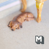 Miniature Sleeping Dachshund 1:12 Scale Diorama Dog 1-3/4 inch long (cast resin) (brown) - H046