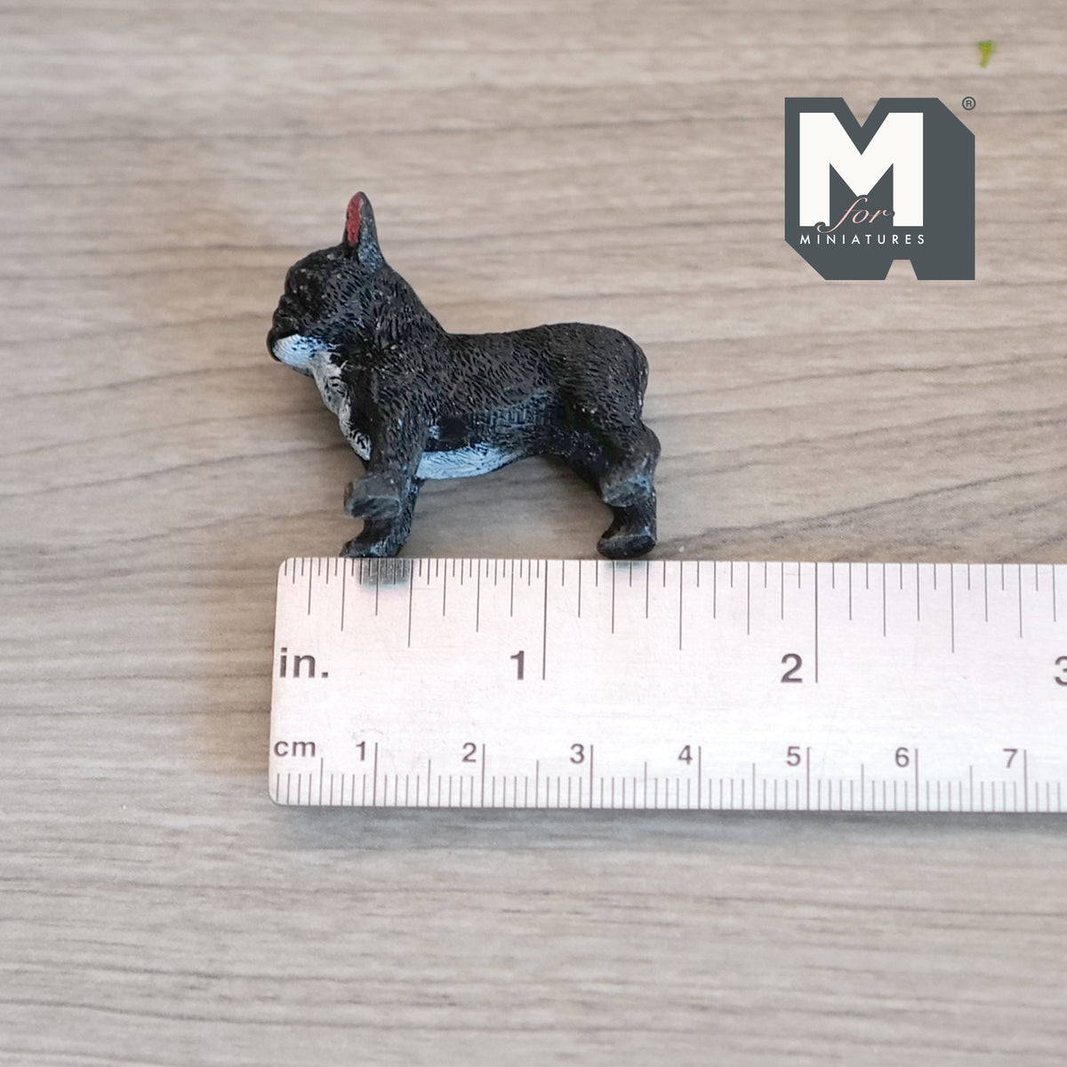 1:12 Scale Miniature Standing French Bulldog Puppy, 1-3/8 inch long, DIY Dollhouse Supply (cast resin) (black)