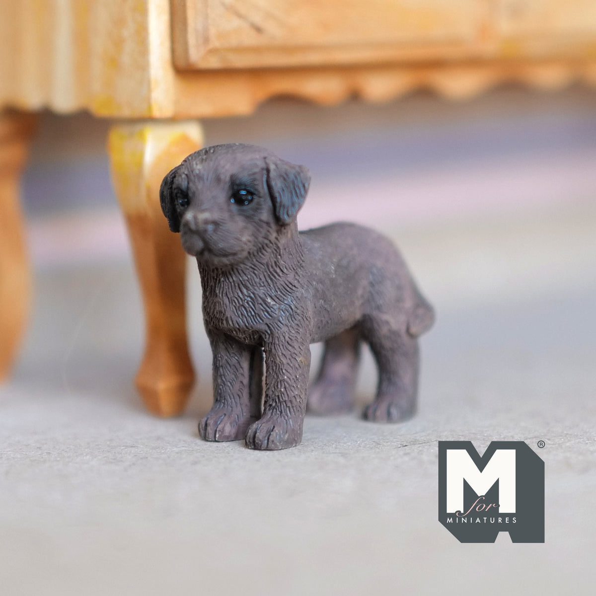 1:12 Scale Miniature Standing Labrador Puppy, 1-3/16 inch tall, DIY Dollhouse Supply (cast resin) (brown)