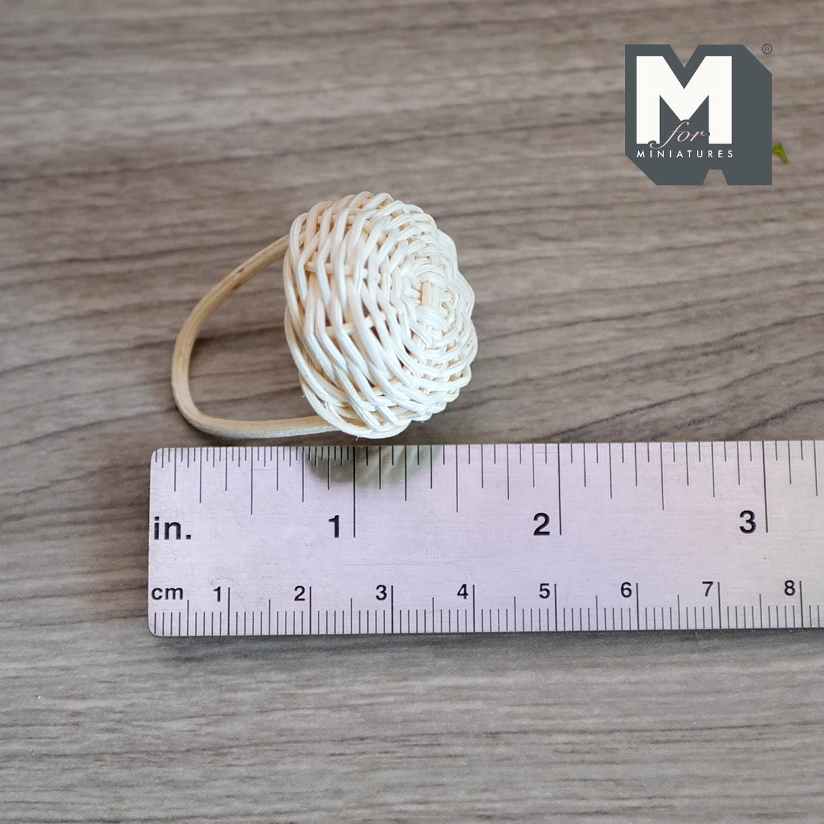 1:12 Scale Miniature Rope Basket with Handle, 1-3/16 inch dia., DIY Dollhouse Supply (beige)