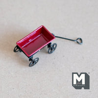 Dollhouse pulling cart 1:12 scale metal pull wagon (red) - H032