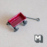 Dollhouse pulling cart 1:12 scale metal pull wagon (red) - H032