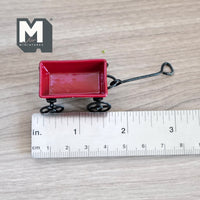 Dollhouse pulling cart 1:12 scale metal pull wagon (red) - H032