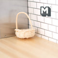 1:12 Scale Miniature Rope Basket with Handle, 1-3/16 inch dia., DIY Dollhouse Supply (beige)
