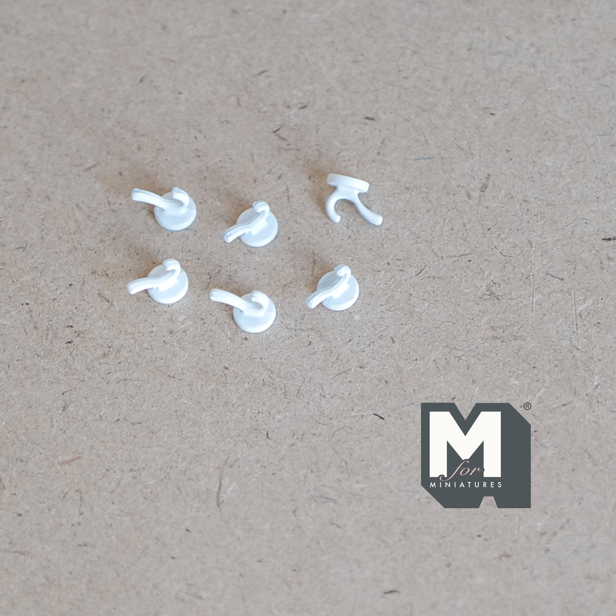 1:12 Scale Miniature Dollhouse Wall Hooks, Set of 6, 3/8 inch tall (white)