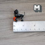 1/12スケール ミニチュア カタリーナ（カラベラ）猫のフィギュア ピンクのリボンとボール付き、長さ約3cm、ドールハウス用DIYパーツ（ブラック）