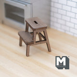 Dollhouse Kitchen Stool 1:12 Scale Miniature Wooden Steps Dollhouse Furniture Step Ladder (white) - H051