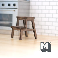 Dollhouse Kitchen Stool 1:12 Scale Miniature Wooden Steps Dollhouse Furniture Step Ladder (white) - H051