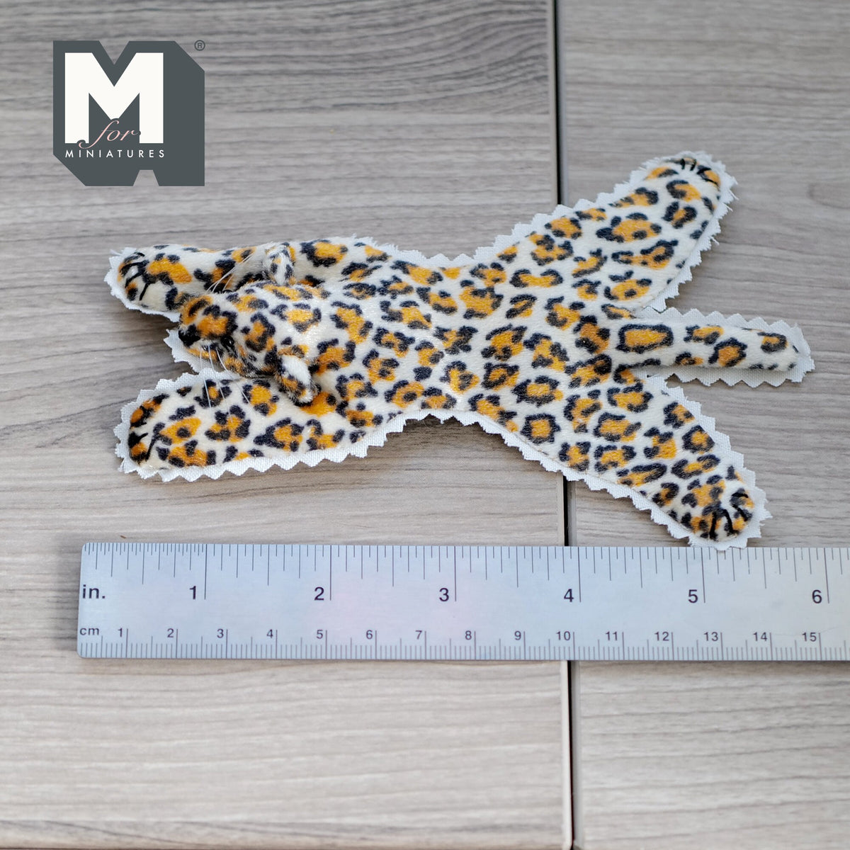 1:12 Scale Miniature Leopard Print Faux Skin Rug, 5-7/8 inch long, DIY Dollhouse Supply (100% fabric)