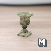 Dollhouse Roman Style Garden Pedestal Vase 1:12 Scale Miniature Flower Pot Classical Urn (cast resin) (gray) - I052