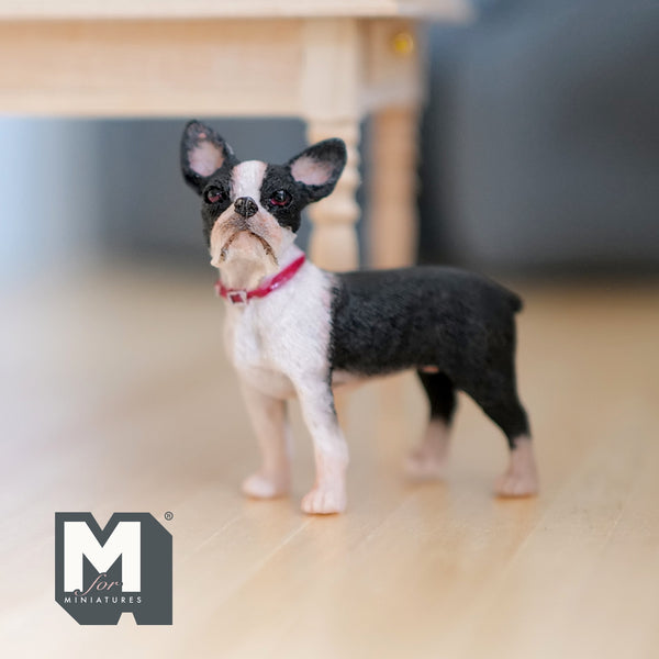 Miniature French Bulldog 1:12 Scale Dollhouse Pet Dog 1-5/8 inch long (cast resin) - I046