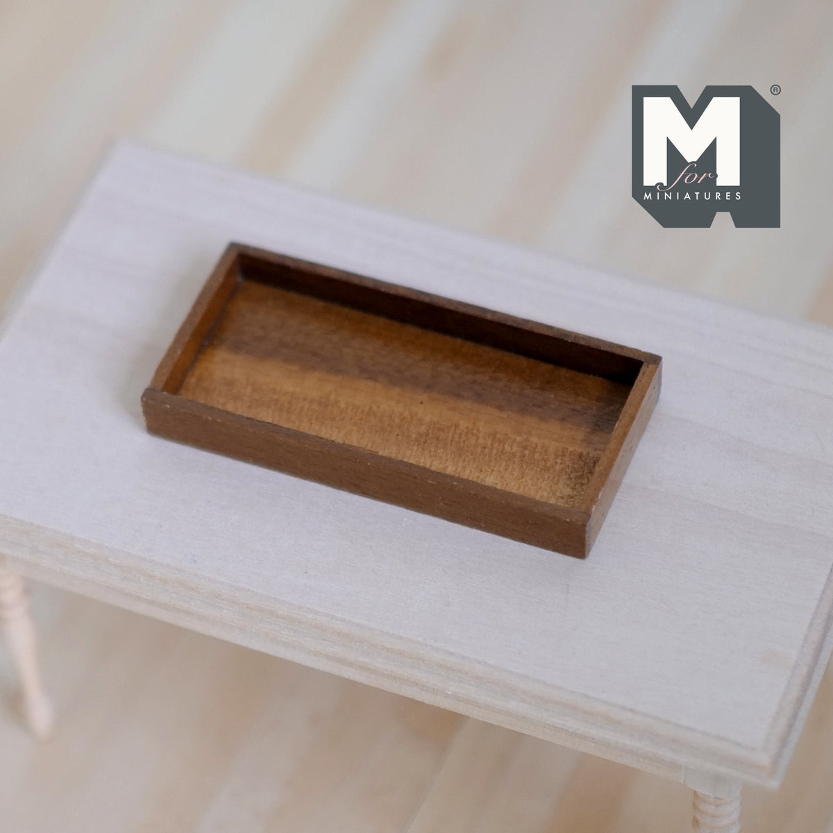 1:12 Scale Miniature Wood Rectangular Serving Tray, 2-5/16 inch long, DIY Dollhouse Supply (walnut)