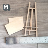 Dollhouse Unpainted Canvas Easel Stand and Painting Board 1:12 Scale Unfinished Painting Easel Tripod Easel Drawing Stand - I032