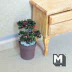 1:12 Scale Miniature Potted Shrub with Red Berries, 2-3/8 inch tall, DIY Dollhouse Supply