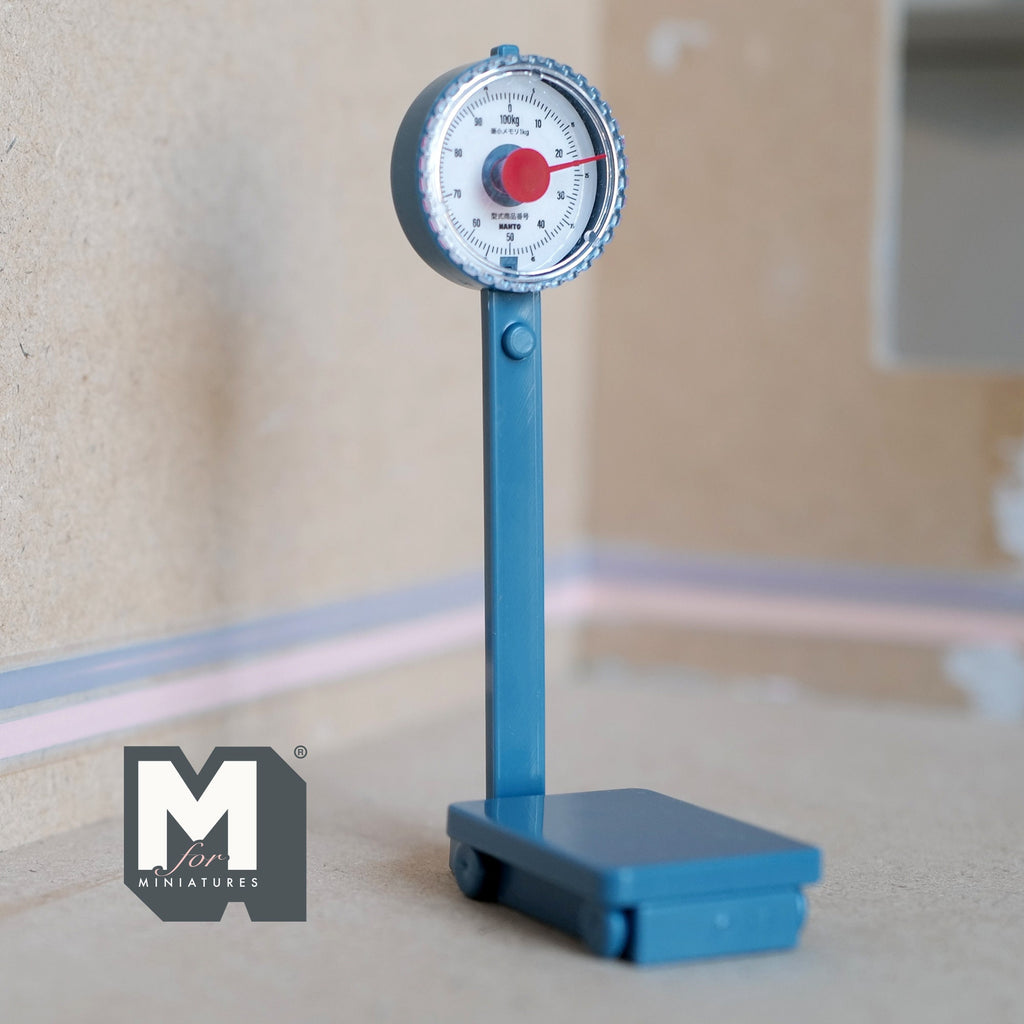 1:12 Scale Miniature Standing Weighing Scale with Dial, 4-3/16 inch tall, DIY Dollhouse Supply (blue) (non working)