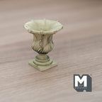 1:12 Scale Miniature Roman Style Garden Urn with Pedestal, 1-5/16 inch tall, DIY Dollhouse Supply (cast resin) (antique cream)
