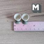 1:12 Scale Miniature Ceramic Flower Pots, Set of 2, 5/8 inch tall, DIY Dollhouse Supply (white)
