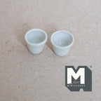 1:12 Scale Miniature Ceramic Flower Pots, Set of 2, 5/8 inch tall, DIY Dollhouse Supply (white)