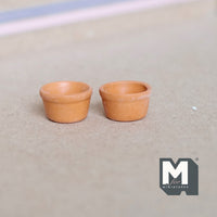 Dollhouse Terra Cotta Flower Pots Planters 1:12 Scale Miniature Terracotta Clay Pots Set of 2 , 1/2 inch tall (brown) - I051