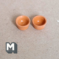 Dollhouse Terra Cotta Flower Pots Planters 1:12 Scale Miniature Terracotta Clay Pots Set of 2 , 1/2 inch tall (brown) - I051