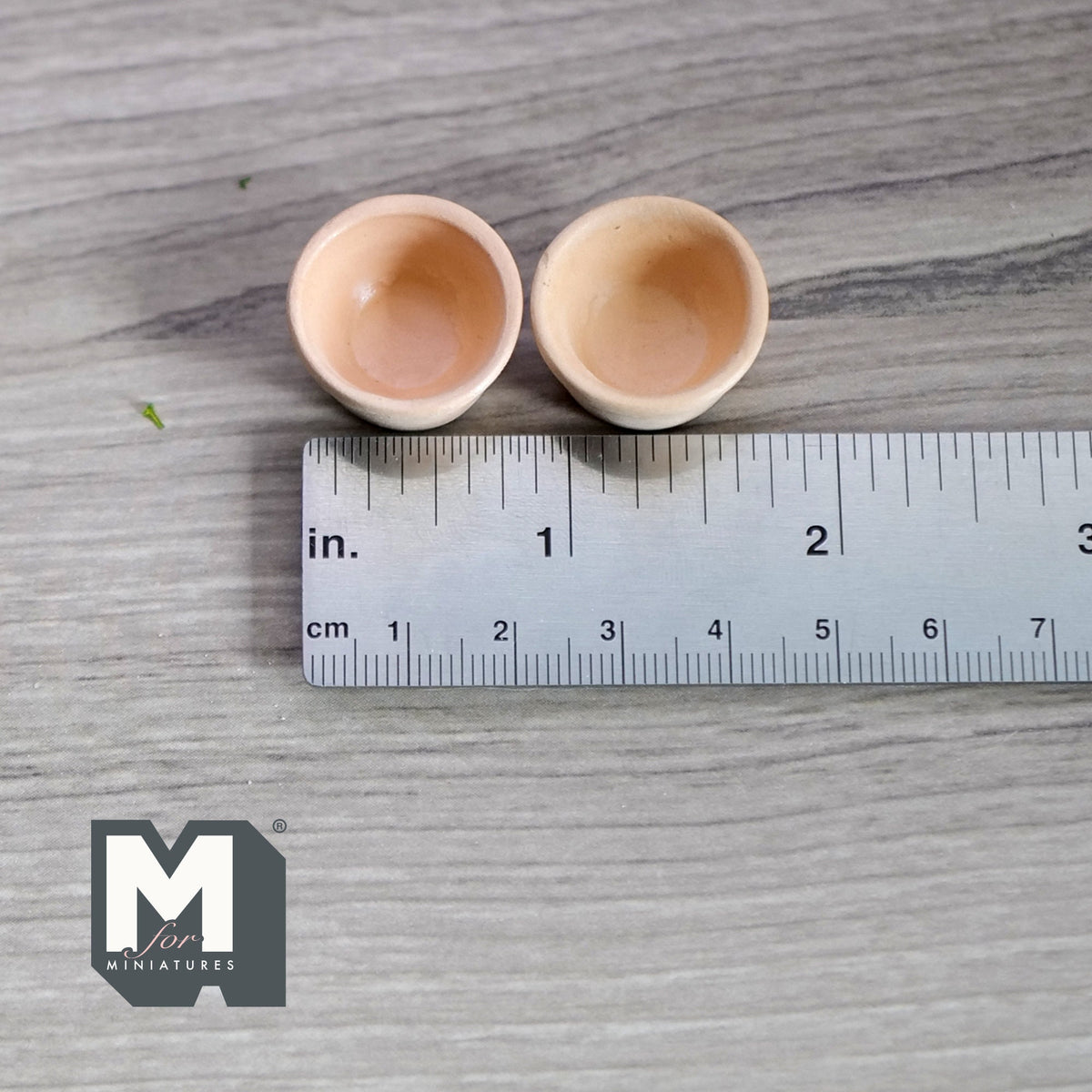 1:12 Scale Miniature Terracotta Flower Pots, Set of 2, 1/2 inch tall, DIY Dollhouse Supply (beige)
