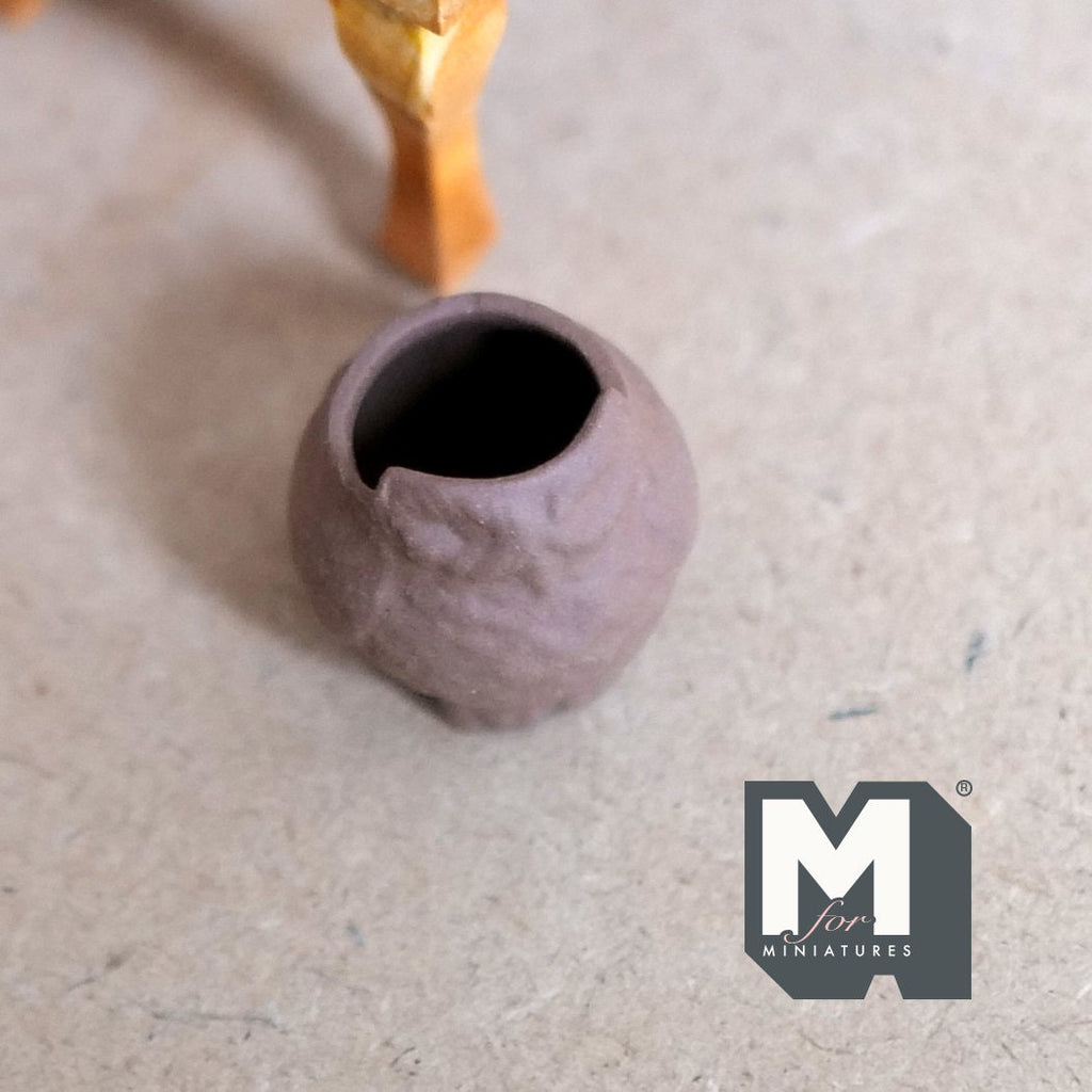 1:12 Scale Miniature Clay Owl Shaped Flower Pot, 1 inch tall, DIY Dollhouse Supply (brown)