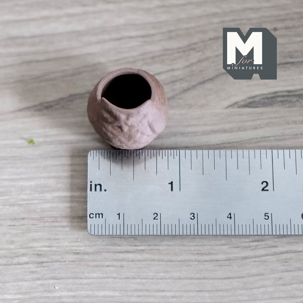 1:12 Scale Miniature Clay Owl Shaped Flower Pot, 1 inch tall, DIY Dollhouse Supply (brown)