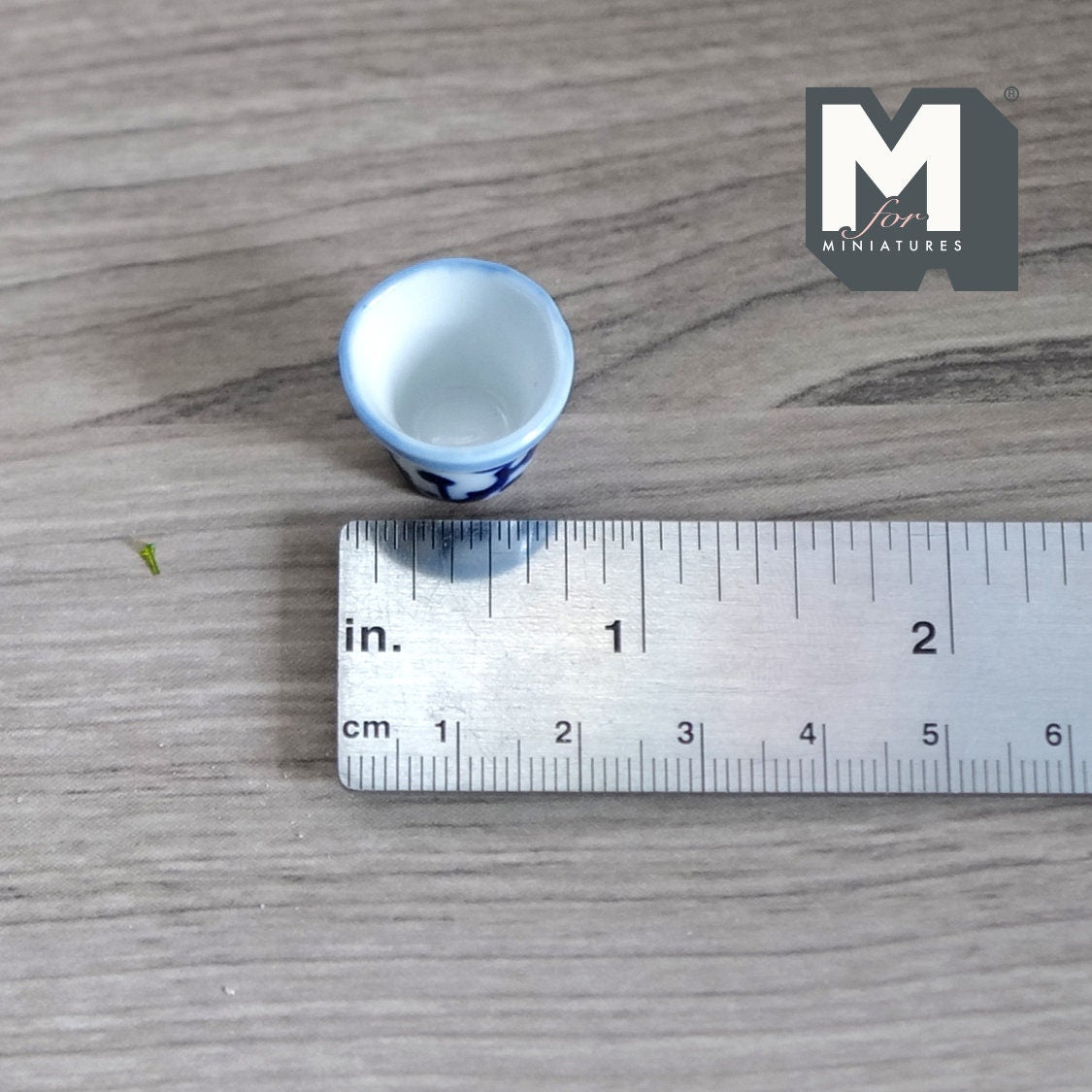1:12 Scale Miniature Ceramic Round Flower Pot, Patterned, 3/4 inch tall, DIY Dollhouse Supply (blue and white)