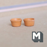 Dollhouse Terra Cotta Flower Pots Planters 1:12 Scale Miniature Terracotta Clay Pots Set of 2 , 1/2 inch tall (brown) - I051