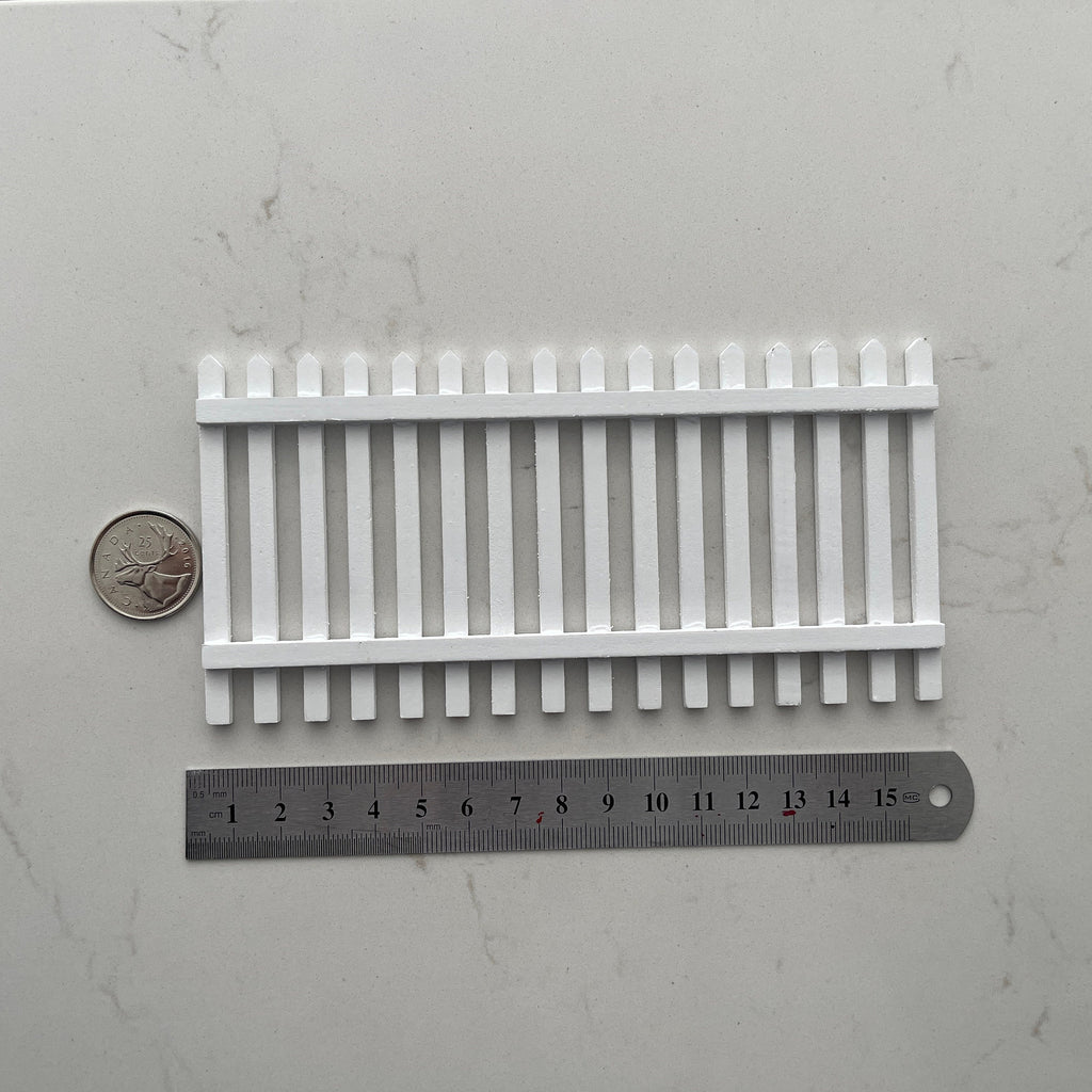 1:12 Scale, Miniature Picket Fence Panel, 6 inch wide (white)
