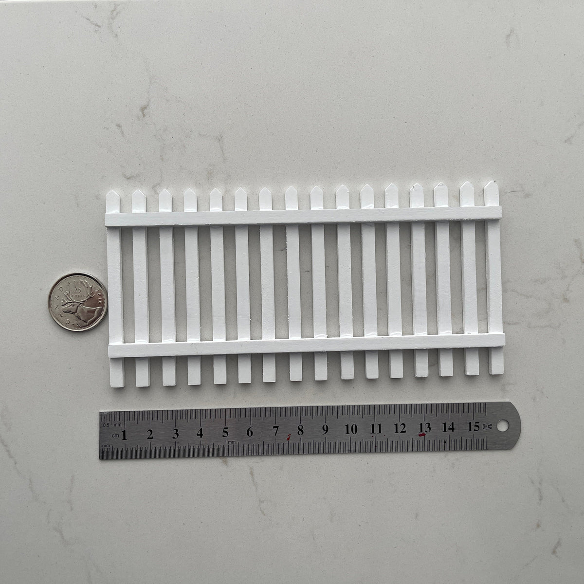 1:12 Scale, Miniature Picket Fence Panel, 6 inch wide (white)