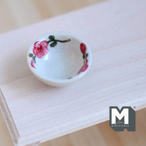 Miniature Ceramic Food Bowl 1:12 Scale Dollhouse Ceramic Salad Bowl 1-3/16 inch dia. (red) - H017