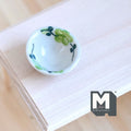 1:12 Scale Miniature Ceramic Bowl with Leaf Pattern, 1-3/16 inch dia., DIY Dollhouse Supply (green)