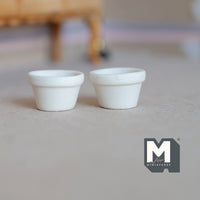 Dollhouse Terra Cotta Flower Pots Planters 1:12 Scale Miniature Terracotta Clay Pots Set of 2 , 1/2 inch tall (cream white) - I051