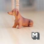 Maßstab 1:12 Miniatur-Dackel, sitzend, 1-7/8 inch lang, DIY-Puppenhausbedarf (Gießharz) (braun)